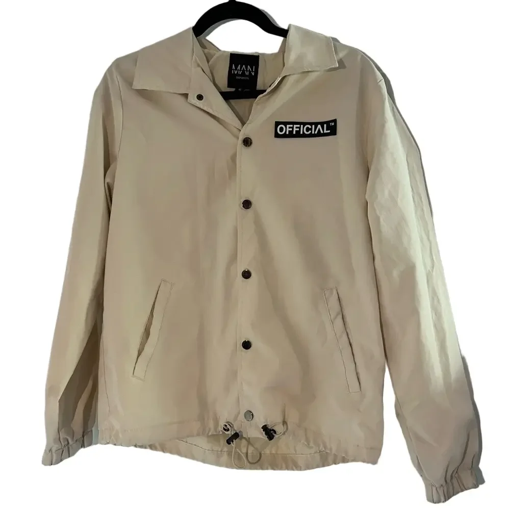 Boohoo Man Official Branded Cream Woven Coach Jacket - Picture 3 of 7